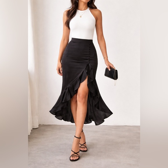 Forever 21 Dresses & Skirts - Forever 21 Black High-Low Ruffle Skirt